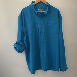 Silver Bait Mens XXL Blue Performance Fishing Shirt Long Sleeve Roll Tab Ripstop